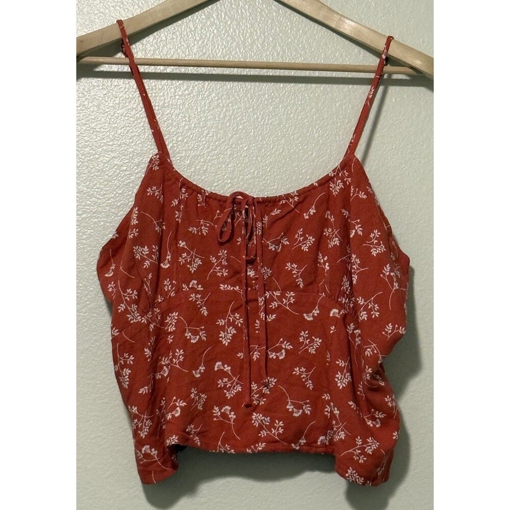 NWT Abercrombie & Fitch Ditsy Floral Milkmaid Tank Top Size Large Red White